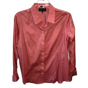 Jones New York Signature Women Size 2X Pink Non Iron Long Sleeve Button Up Shirt